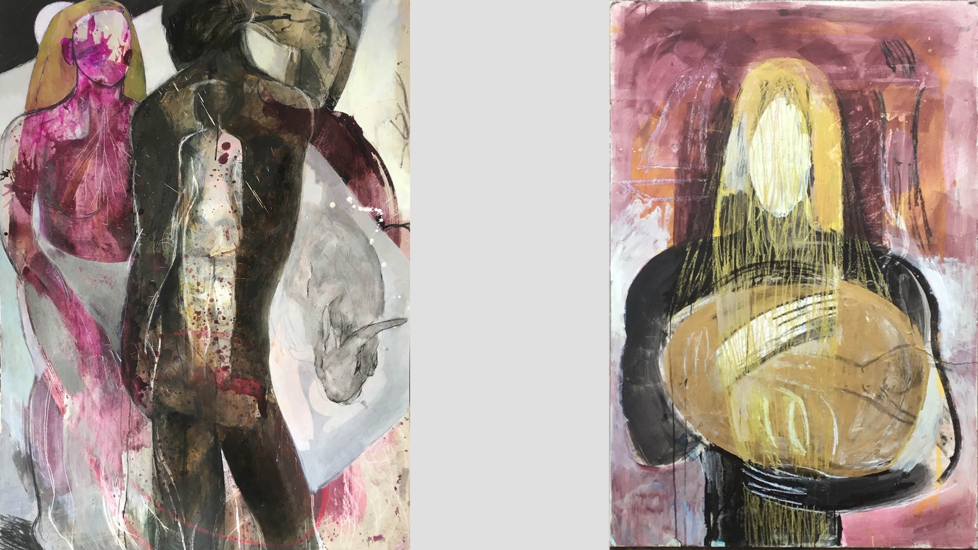 dream 3/ dream 4// mixed media on carton// 150 x 107