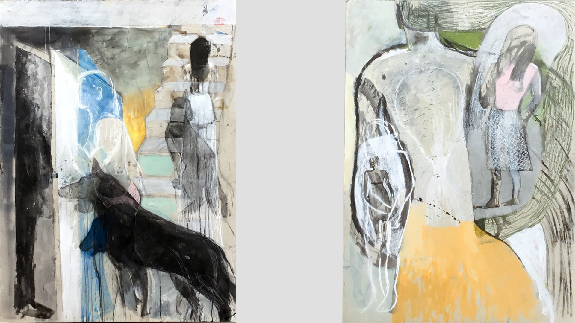 dream 1/ dream 2// mixed media on carton// 150 x 107